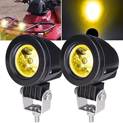 Biqing 2Pcs 10W Feux Antibrouillard LED Moto Ambre, 2 Inch Phare LED Additionnels Avant Anti Brouillard Projecteur Spot Etanche pour 12-24V Véhicules Motos Vélos Voitures Camion (1/5)