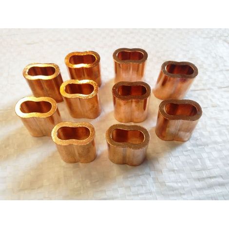 5MM, Double Barrel, Copper Ferrules / Sleeves For Stainless Wire Rope, QTY - 10