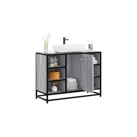 Armoire lavabo de salle de bain sonoma gris bois d'ingénierie