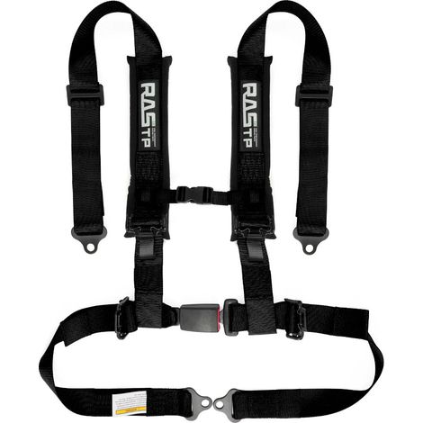 Car modification 2-inch four-point go-kart racing seat belt quick-release seat safety belt set - high strength polyester, four-point - black (1/4)