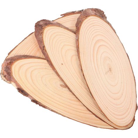 Lot de 4 rondelles ovales en bois naturel - Morceaux de bois naturel brut avec écorce, rondelles ovales en bois pour décorations de table de Noël, centres de table et dessous de verre (1/5)