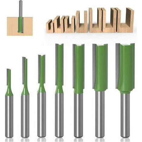 Set di punte per fresa diritte da 6 mm, 7 pezzi, taglienti dritti, set di ganasce dritte, utensili per la lavorazione del legno (1/5)