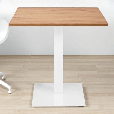 Tavolo bar ristorante 80x80 cm base bianca piano laminato Rovere Nodato H 75 (1/5)