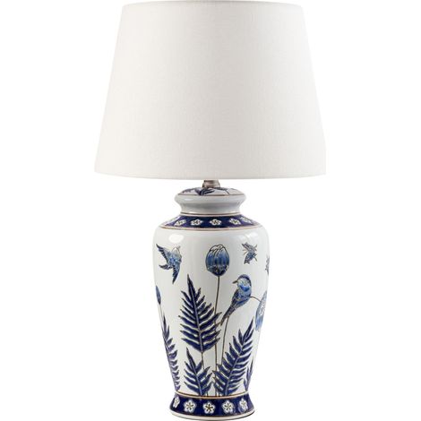 Tischlampe BIJELA Porzellan Weiß / Blau
