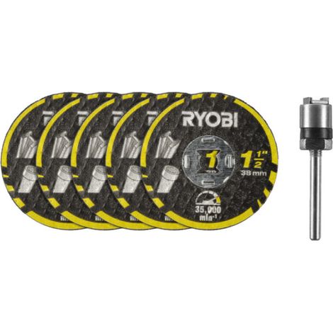 RYOBI Lot 6 disques à tronçonner - 1 mandrin Twist Lock - RAR301-6 - 3,2mm