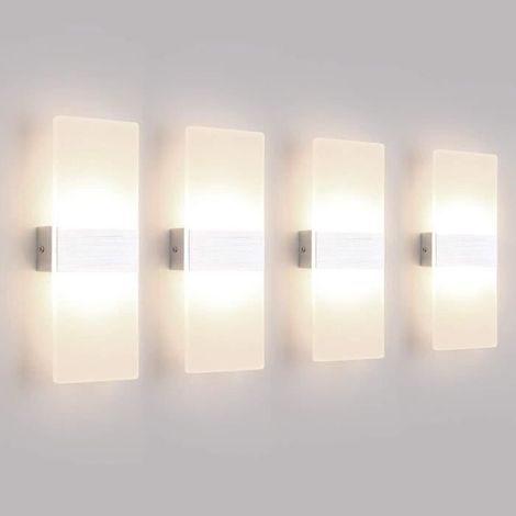 4 Pack Applique Murale Interieur 12W LED Lampe Murale Designe Créatif Décoratif Pour Chambre Couloir Salon Hôtel Salle Blanc (1/4)