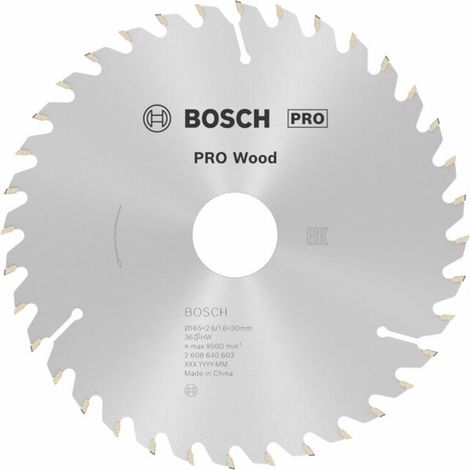 Bosch – Lame de scie circulaire 165 mm – Alésage 30 mm – 36 dents carbure pour bois dur – Coupe précise et nette – Compatible scies à onglet