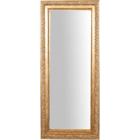 Espejo de pared de baño rectangular Espejo horizontal vertical Marco de madera dorado desgastado Espejo colgante largo Shabby