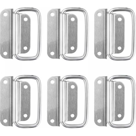 8cm×3.8cm, 6 Pcs Stainless Steel Folding Handles, Handle Puller, Used for All Kinds of Box Handles, Toolbox Handles, Door Handles and Drawer Handles (1/5)