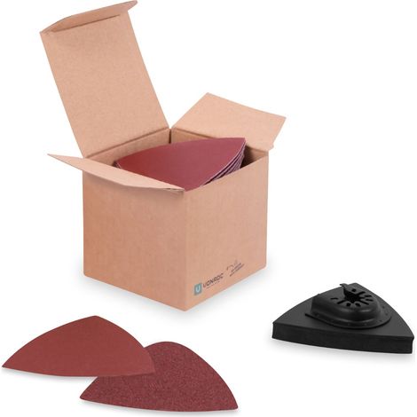 Schleifpapier & Schleifpapier Dreieckschleifer - 80/82mm - 50 Blätter mit Körnung 60, 80, 100, 120 und 140 - Universal
