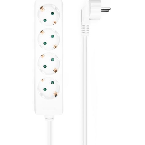 Aisens Prise multiple 4 prises sans interrupteur avec câble 3x1.5mm2, blanc, 1.4m (1/3)