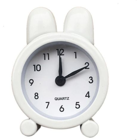Réveil de chevet en forme d’oreilles de lapin, horloge décorative en métal pour chambre et dortoir (blanc)