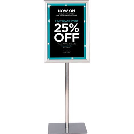 Costway Présentoir sur pied Porte affiche A3/A4 sur Pied Hauteur et angle réglable 78,5-123 cm, en Acier Inoxydable, Argent (1/4)