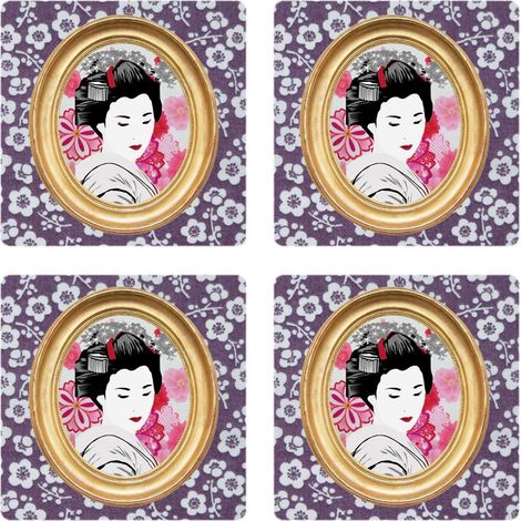 Set de 4 dessous de verres Geisha Cbkreation