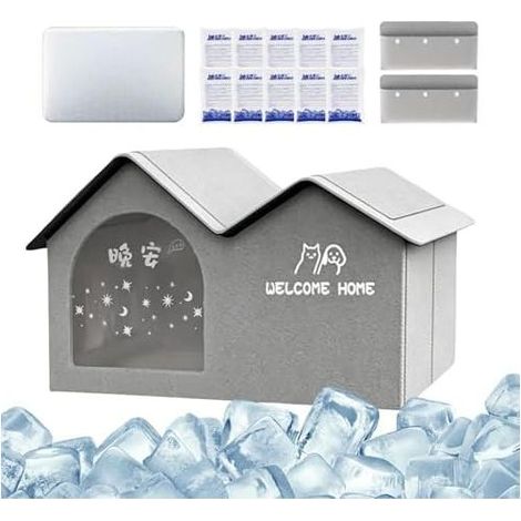 Maison Rafraîchissante pour Chat - Grotte À Température Réduite,Maison Rafraîchissante pour Chat avec Pack de Glace - Pour Races Moyennes à Grandes, Chatons et Chiots, Jardin, Vacances, Appartement, B (1/5)