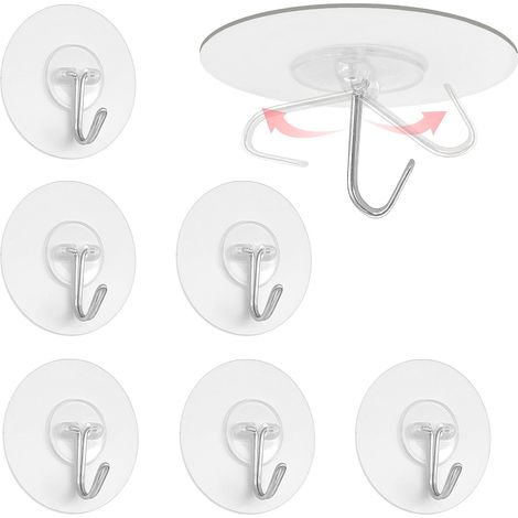 6 Pièces Crochet Adhesif Mural, Crochet Muraux, ImperméAbles, Pour Dans La Cuisine et La Salle de Bain,Porte,Mural (6 Pcs) (1/5)