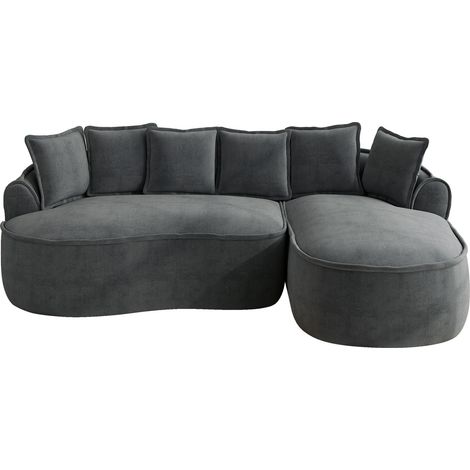 Divano modulare angolare senza telaio in ciniglia grigio 252 x 164 x 67 cm (1/5)
