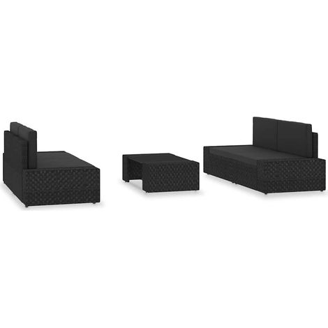 Maison Exclusive - 5-tlg. Garten-Lounge-Set Poly Rattan Schwarz (1/5)
