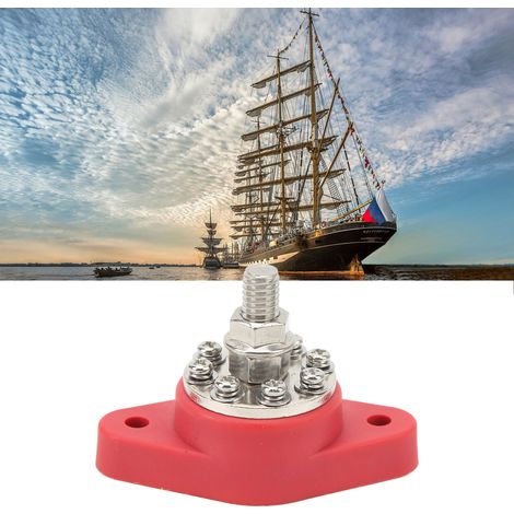 Bornes de distribution d'alimentation rouges 3/8" M10 à 8 voies avec 2 vis M520 et 16 blocs de bornes (CP-3066) (1/5)
