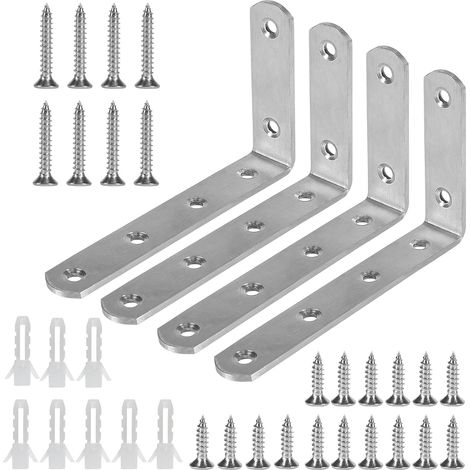 Winkelverbinder, 90 Grad Edelstahl Winkel Klammern Lang 125 x 75 x 3 mm Dick Mit Schraube für Möbel Tabelle Stuhl Bücherregal Schränke Wandbefestigung Anbau (4 Stück) (1/5)