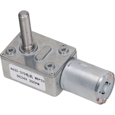 Moteur à engrenages CC 24V 30RPM Réducteur à vis sans fin Arbre M8x33mm Motoréducteur pour Treuil (1/5)