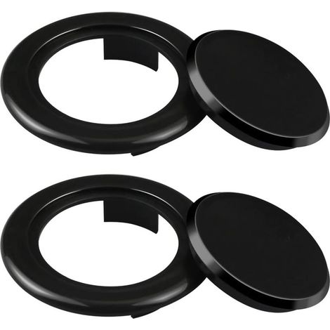 Lot de 2 anneaux et capuchons de parasol standard de 5 cm pour table de jardin, patio en verre (noir) (1/4)