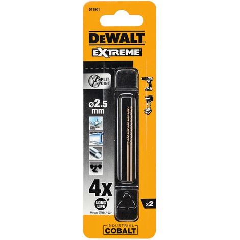 DEWALT Metallbohrer HSS-Co 2,5x57x30 mm DT4901-QZ 2 Stk (1/2)