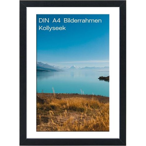Bilderrahmen DIN A4 Schwarz MDF Acrylglas Aufhängen & Aufstellen (1/5)