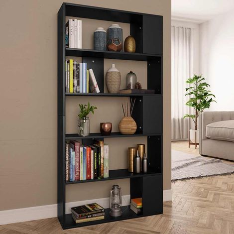 800100 vidaXL Book Cabinet/Room Divider Black 80x24x159 cm Engineered Wood (1/5)