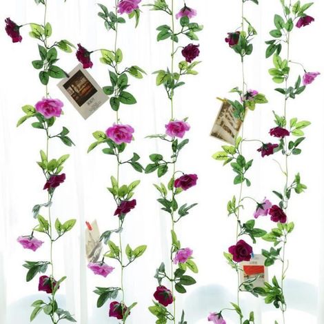 Guirlande Fleurs Artificielles - Soie - 240 cm - Pour Décoration Intérieure Extérieure - 2 Pièces (1/4)