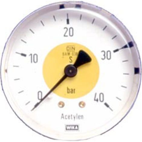 ELMAG Flaschendruckmanometer (Azetylen), Ø 63mm, 0-40 bar, AG 1/4 unten, Druckregler zu Stahlflasche (1/2)