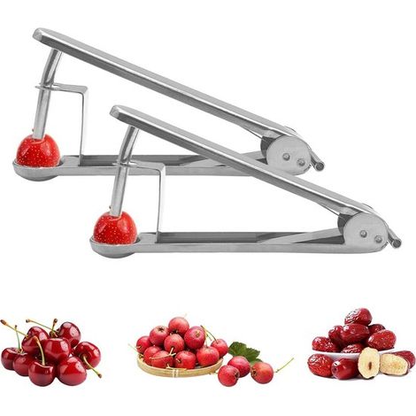 Allecto Plus - Snocciolatore per ciliegie in acciaio inox per una rapida ed efficiente snocciolatura di ciliegie e prugne - Set da 2