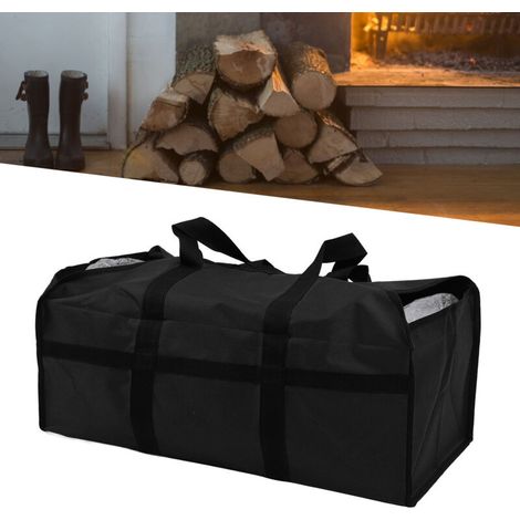 Sac de transport de bois de chauffage - Matériau 600D Oxford, 25.4x60.96x30.48 cm, grand volume, avec poignées - Pour chauffage domestique, camping, barbecue (1/5)