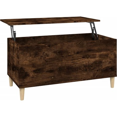 Mesa de centro elevable, diseño rústico, 90 x 44,5 x 45 cm, madera de ingeniería marrón DEC038503