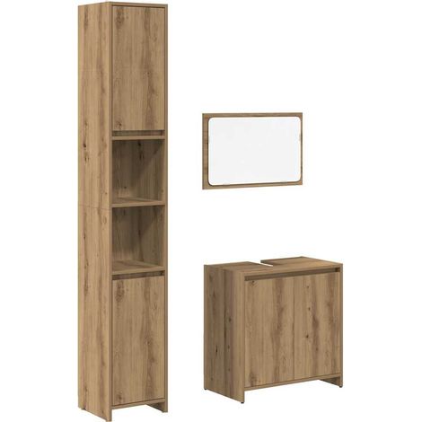Maison Exclusive - Juego de muebles baño 3 piezas madera ingenier
