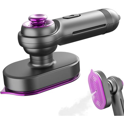 Défroisseur vapeur pour vêtements : chauffe rapide en 20 secondes, repassage polyvalent (à plat, sur cintre, à sec ou humide), réservoir de 60 ml, poignée réglable à 90°, format compact