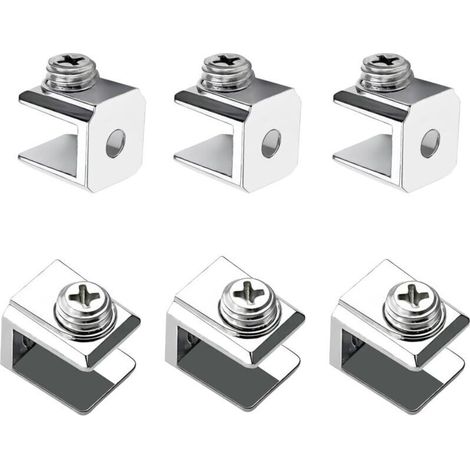 Verstellbare Glasklemmen aus Zinklegierung – Set mit 6 Klemmen für 3 bis 8 mm Glas, inklusive Schrauben