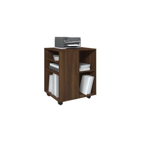 Petit meuble de rangement sur roulettes Burok 60cm – Discret et pratique-Noyer (1/5)