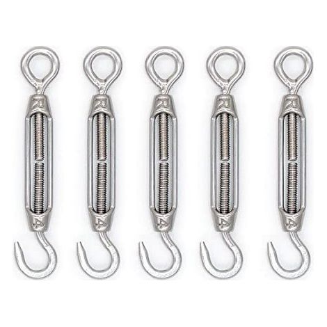 , M4/M5/M6/M8 Tendeurs à crochet et à œil en acier inoxydable 304 - Style M6 Lot de 5 (1/5)