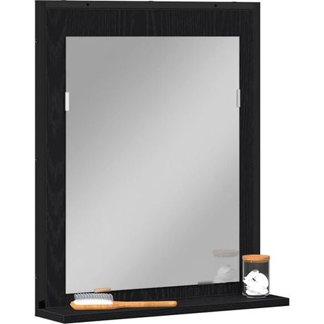 Miroir Mural Rectangulaire en Chêne Noir 50x60 cm – Cadre en Bois d'Ingénierie et Verre, Design Moderne pour Salle de Bain, Entrée ou Salon (1/5)