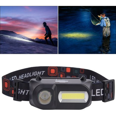 Lampe frontale rechargeable USB multifonction pour camping, randonnée, vélo et pêche (1/5)