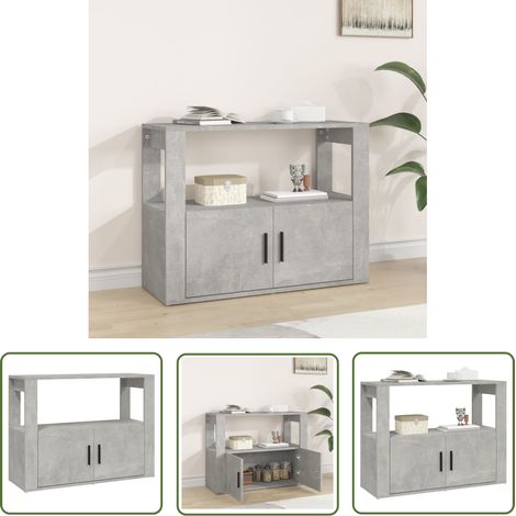 The Living Store Sideboard Betongrau 80x30x60 cm Holzwerkstoff - Schreibtisch - Wohnzimmermöbel - Sideboard - Regal - Holzmöbel (1/5)