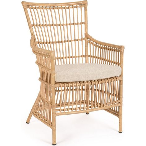 Sedia "Adelma" con braccioli in alluminio effetto rattan da giardino (1/5)