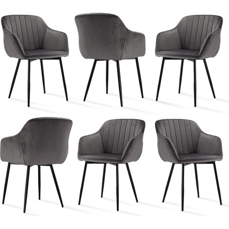 Goeurvant Minimalistische Esszimmerstühle mit breiter Sitzfläche und ergonomischen Armlehnen, Kombination aus Komfort und Eleganz - 6er Set - Dunkelgrau
