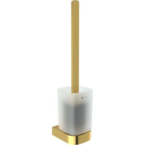 Nimco Nikau - Scopino WC a muro con supporto, vetro/oro spazzolato NKZ 30094CN-HR-Z (1/2)