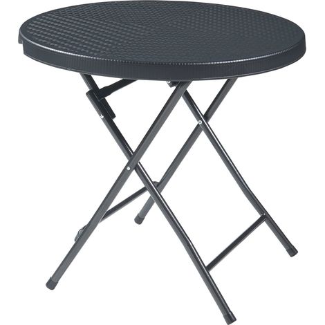 Tavolo da campeggio pieghevole 80 x 74 cm effetto rattan nero 030011005