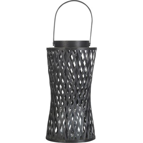 Laterne MACTAN Bambusholz 38 cm Schwarz (1/5)