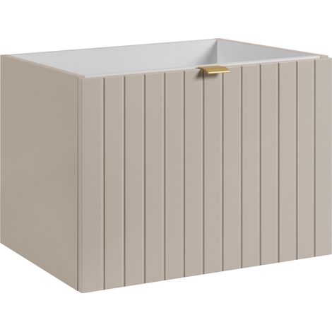 Meuble sous-vasque suspendu HARMO 60 cm Façade rainuré cachemire semi-mat (1/5)