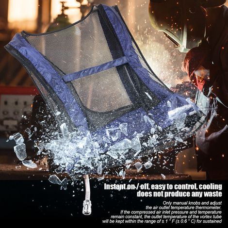 Gilet de fraîcheur à air comprimé pour soudure et acier, coton oxford bleu réglable, kit 1 tuyau 1 gilet 1 ceinture (1/5)