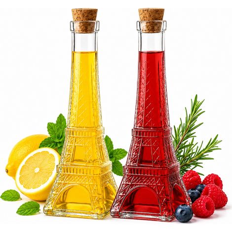 Bottiglia in vetro Paris Tower da 200 ml per alcolici, vino e liquori, ideale come idea regalo. (1/5)
